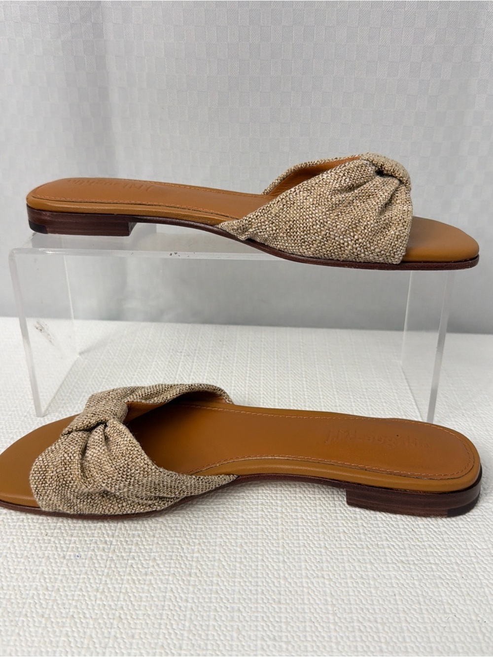 J. McLaughlin Karina Linen Sandals Natural Bow Flats Women’s Size 6.5 Brown - Picture 8 of 9